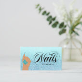 Carte De Visite Nail Manicurist Tech Turquoise Glam Parties scinti (Debout devant)