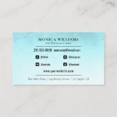 Carte De Visite Nail Manicurist Tech Turquoise Glam Parties scinti (Dos)