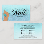 Carte De Visite Nail Manicurist Tech Turquoise Glam Parties scinti (Devant / Derrière)