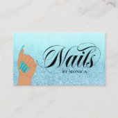 Carte De Visite Nail Manicurist Tech Turquoise Glam Parties scinti (Devant)