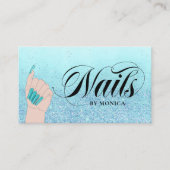 Carte De Visite Nail Manicurist Tech Turquoise Parties scintillant (Devant)
