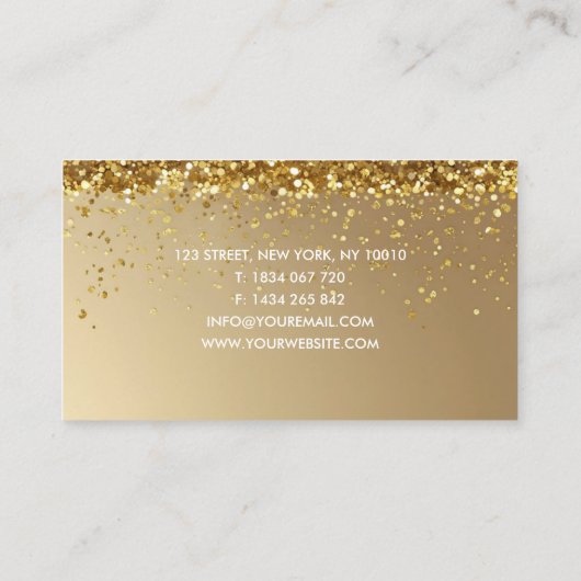 Carte De Visite Nail salon Gold glitter Confetti Business Card (Dos)