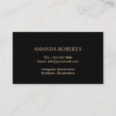 Carte De Visite Nail Salon moderne Black & Gold Manicurist (Dos)