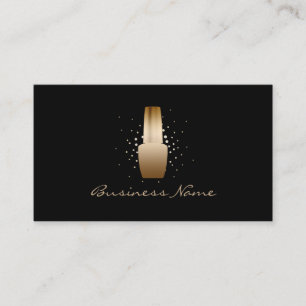 Carte De Visite Nail Salon moderne Black & Gold Manicurist