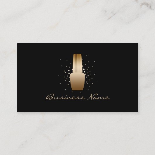 Carte De Visite Nail Salon moderne Black & Gold Manicurist (Devant)