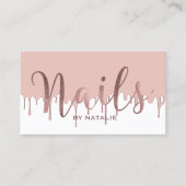 Carte De Visite Nail Salon Rose Gold Dripping Makeup Artist (Devant)