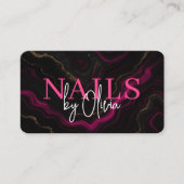 Carte De Visite Nail Specialist Artist  QR Code Pink Black (Devant)