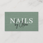 Carte De Visite Nail Specialist Linen Sage Green QR Code   (Devant)