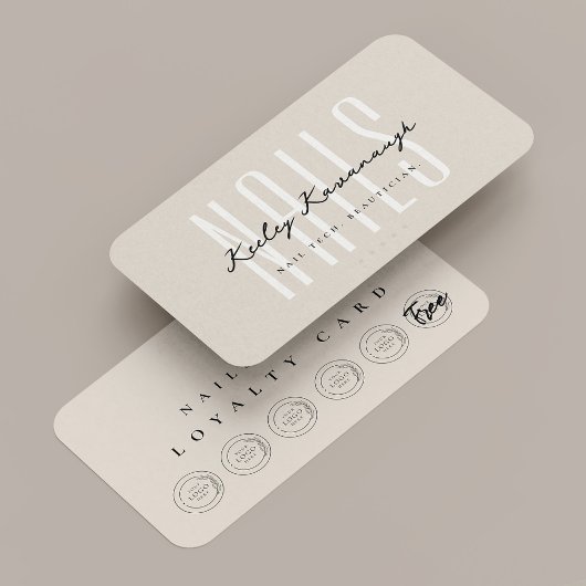 Carte De Visite Nail Tech Beauté Sand Logo Punch Loyalty Card