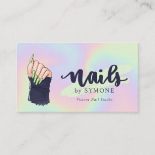 Carte De Visite Nail Tech Beauty Salon Pastel Neon Holographic Bus