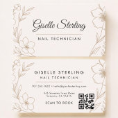 Carte De Visite Nail Tech Floral QR Code Professional