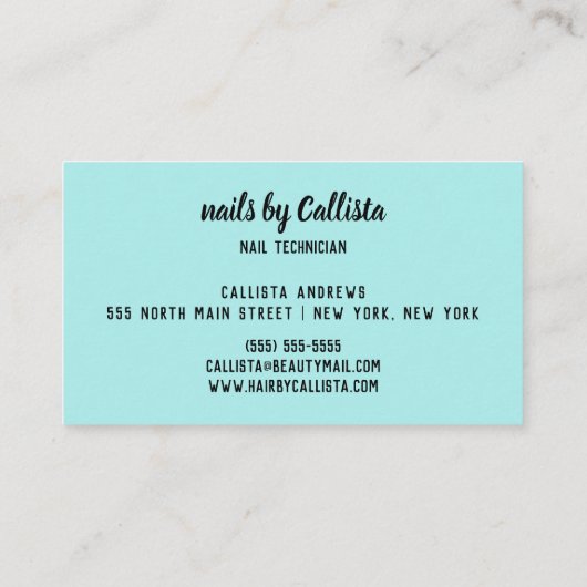 Carte De Visite Nail Tech Girly Mint Parties scintillant rose Ombr (Dos)