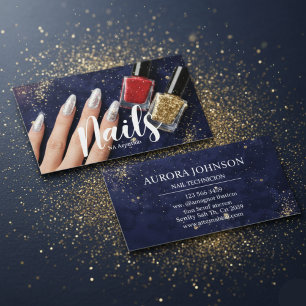 Carte de visite Nail Tech Glam Navy pailletée