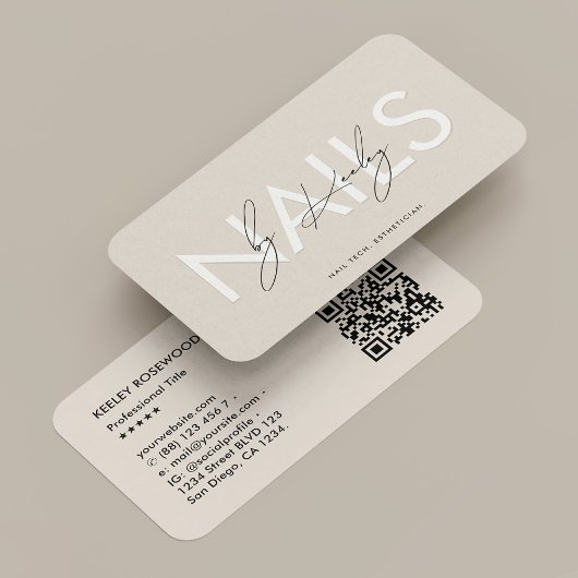 Carte De Visite Nail Tech Lash Tech Beauté Salon Sand Moderne