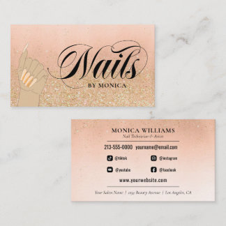 Carte De Visite Nail Tech Manicurist Golden Glam Salon Business