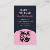 Carte De Visite Nail Tech Modern Arch Photo QR Code (Dos)