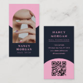 Carte De Visite Nail Tech Modern Arch Photo QR Code (Devant / Derrière)