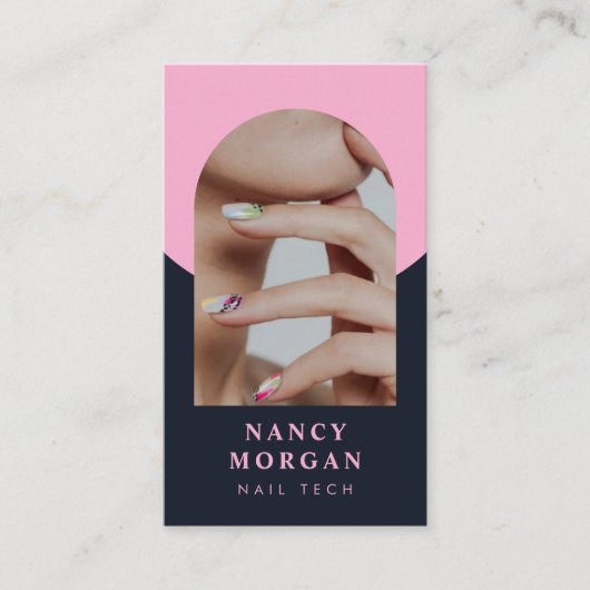 Carte De Visite Nail Tech Modern Arch Photo QR Code (Devant)