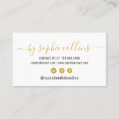 Carte De Visite Nail Tech Nail Art Or Blanc (Dos)