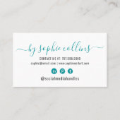 Carte De Visite Nail Tech Nail Art Turquoise (Dos)