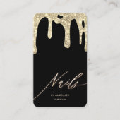 Carte De Visite Nail Tech Nail Artist Black Gold Drift Moderne (Devant)
