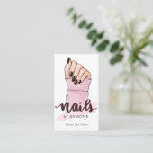 Carte De Visite Nail Tech Nail Artiste Beauté Salon Blush Pink Bus (Debout devant)