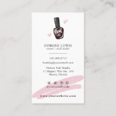 Carte De Visite Nail Tech Nail Artiste Beauté Salon Blush Pink Bus (Dos)