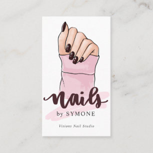 Carte De Visite Nail Tech Nail Artiste Beauté Salon Blush Pink Bus