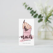 Carte De Visite Nail Tech Nail Artiste Beauté Salon Blush Pink Log (Debout devant)