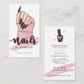 Carte De Visite Nail Tech Nail Artiste Beauté Salon Blush Pink Log (Devant / Derrière)