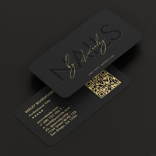 Carte De Visite Nail Tech Nail Artiste Manicuriste Noir moderne