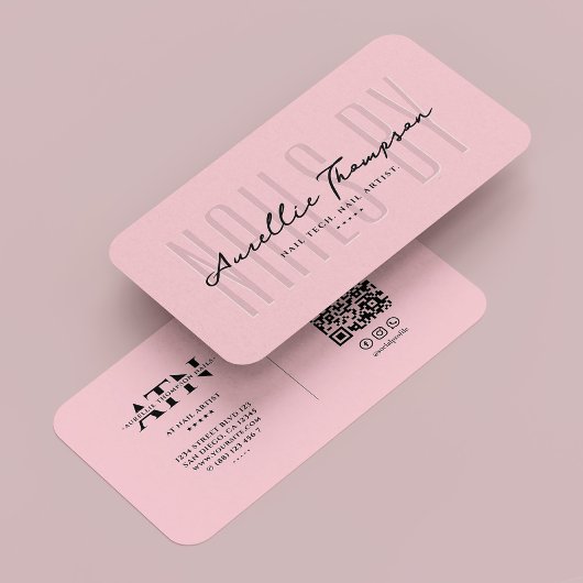 Carte De Visite Nail Tech Nail Artiste Pastel Rose Moderne