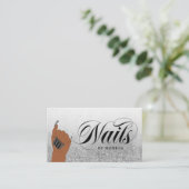 Carte De Visite Nail Tech Nail Artiste Silver Glam Parties scintil (Debout devant)