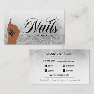 Carte De Visite Nail Tech Nail Artiste Silver Glam Parties scintil