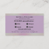 Carte De Visite Nail Tech, Nail Salon Purple Élégant (Dos)