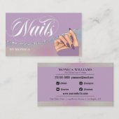 Carte De Visite Nail Tech, Nail Salon Purple Élégant (Devant / Derrière)