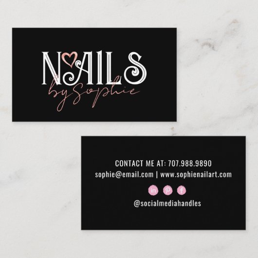 Carte De Visite Nail Tech noir (Devant / Derrière)