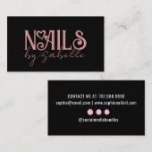 Carte De Visite Nail Tech noir rose noir (Devant / Derrière)