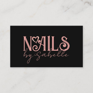 Carte De Visite Nail Tech noir rose noir
