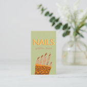Carte De Visite Nail Tech Orange Triple Letters mains (Debout devant)