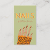 Carte De Visite Nail Tech Orange Triple Letters mains (Devant)
