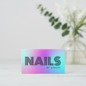 Carte De Visite Nail Tech Professional Neon moderne rose et bleu (Debout devant)