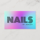 Carte De Visite Nail Tech Professional Neon moderne rose et bleu (Devant)