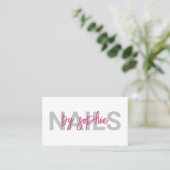 Carte De Visite Nail Tech rose blanc (Debout devant)