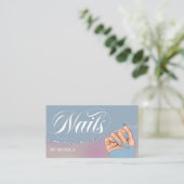 Carte De Visite Nail Tech & Salon Blue Rainbow Metallic Elegant Bu (Debout devant)