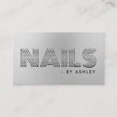 Carte De Visite Nail Tech Salon Silver Modern Professional (Devant)