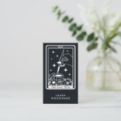 Carte De Visite Nail Tech Tarot Card Thème Noir (Debout devant)