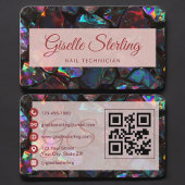 Carte De Visite Nail Technician Black Opal QR Code Professional