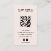 Carte De Visite Nail Technician Blush Pink Photo Collage Qr Code  (Dos)