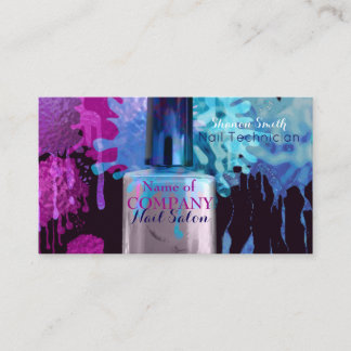 Carte De Visite Nail Technician colourful splatter design
